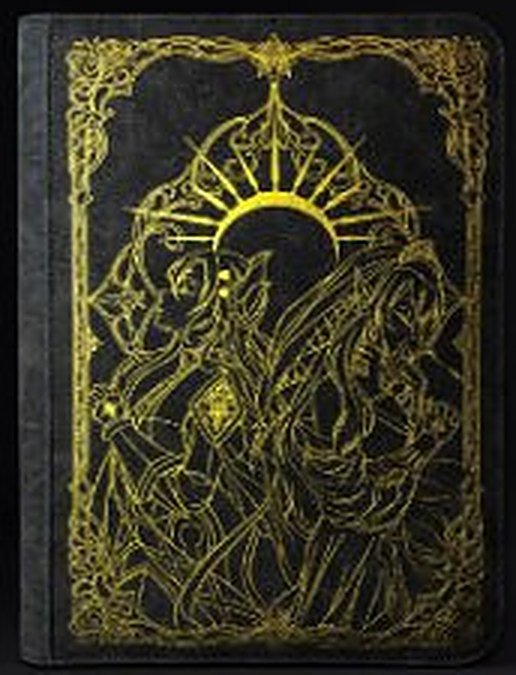 Laser-engraved binder with gold art-nouveau design